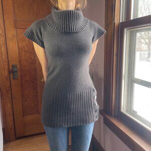 Vintage Y2K Deb Gray Turtleneck Sweater Dress Small Librarian Artist Indie Sleaz